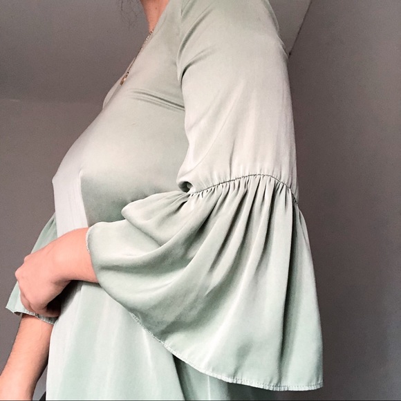 SOLD Zara Sage green satin flow dress - Picture 3 of 3